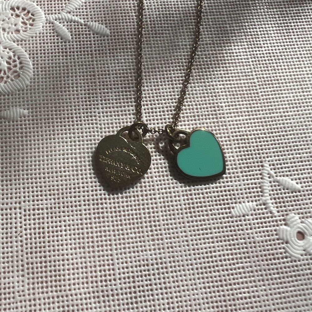 Tiffany & Co. Dual Heart Necklace - Turquoise and Gold